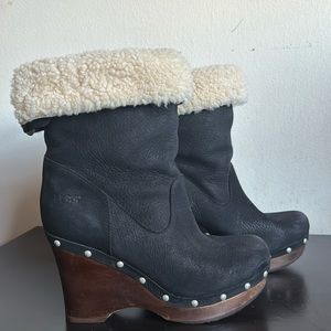 UGG Black and Cream Winter Boots